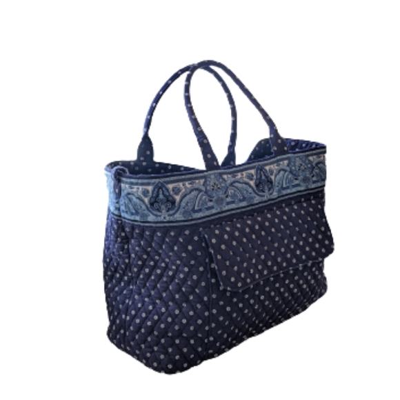 Vera Bradley Large Quilted Tote! Beautiful Blue Paisley Print - Picture 3 of 7